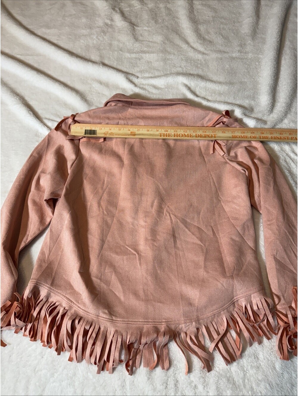 Freiheit Fringe Out Jacket Shirt sz L Pink Faux Suede (2133) - Picture 8 of 9